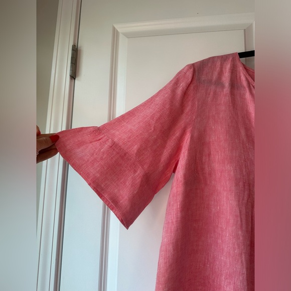 Studio 412 Women’s Linen V-Neck Short Sleeve Tunic Pink (Size XL) - Picture 3 of 7